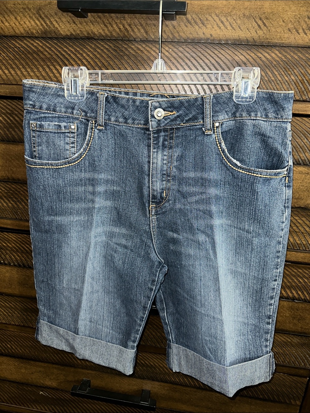 Arizona Jean Company Medium Blue Rolled Cuff Denim Shorts